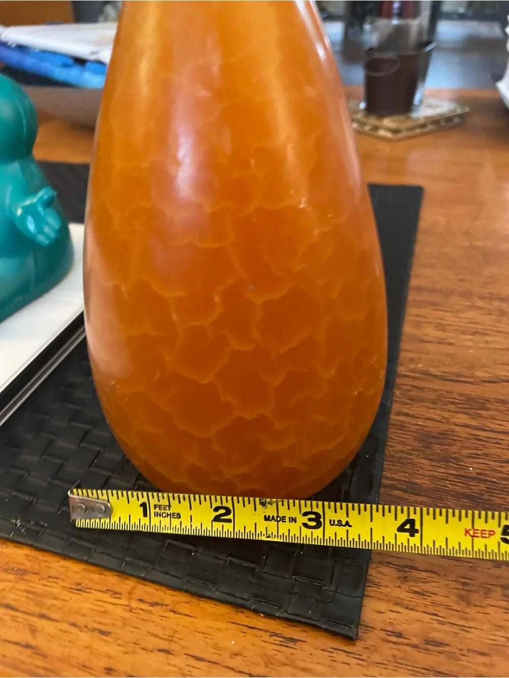 Candles pumpkin color Teardrop Decorative Candle Pair new Cedar & Saffron Scent